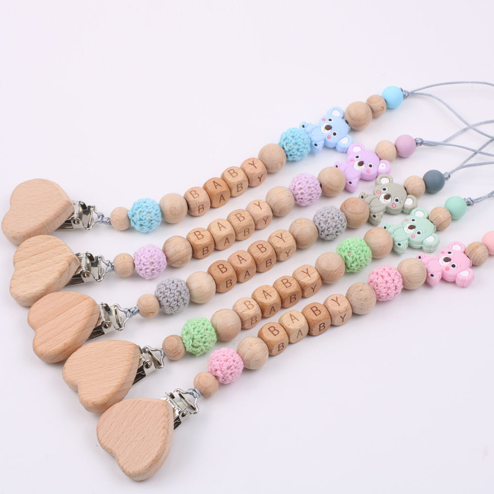 Baby products soothing beech wood mouth chain clip Baby products soothing beech wood mouth chain clip